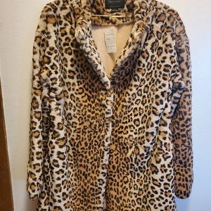 NWT Santuary long faux leopard coat